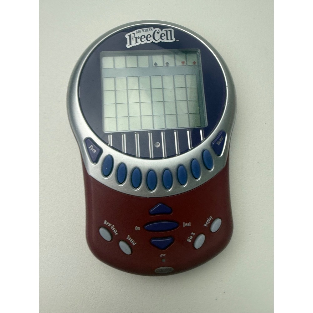 Radica Big Screen FreeCell Handheld Electronic Game 2000 Burgundy Silver 74017